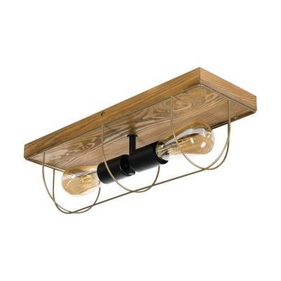Netuno Wall/Plafonnier 2xE27 Max.15W LED Pin Teinté Brun/Métal Noir/Métal Doré