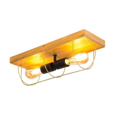 Netuno Wall/Plafonnier 2xE27 Max.15W LED Pin Teinté Brun/Métal Noir/Métal Doré