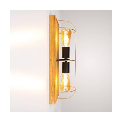 Netuno Wall/Plafonnier 2xE27 Max.15W LED Pin Teinté Brun/Métal Noir/Métal Doré