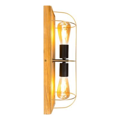 Netuno Wall/Plafonnier 2xE27 Max.15W LED Pin Teinté Brun/Métal Noir/Métal Doré
