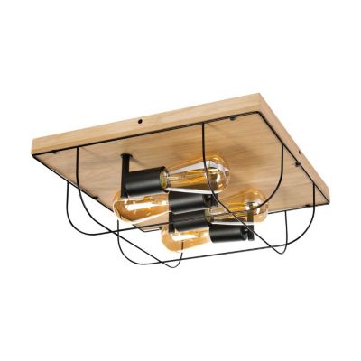 Netuno Wall/Plafonnier 4xE27 Max.15W LED Chêne huilé/Métal Noir