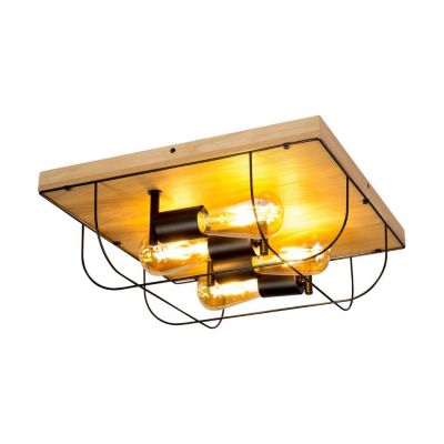 Netuno Wall/Plafonnier 4xE27 Max.15W LED Chêne huilé/Métal Noir
