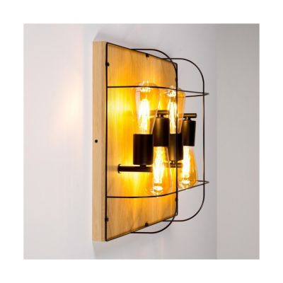 Netuno Wall/Plafonnier 4xE27 Max.15W LED Chêne huilé/Métal Noir