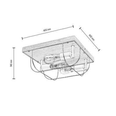Netuno Wall/Plafonnier 4xE27 Max.15W LED Chêne huilé/Métal Noir