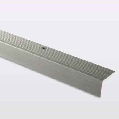 Nez de marche en aluminium décor argent foncé brossé GoodHome 35 x 25 x 1800mm.