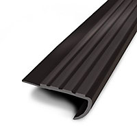 Nez de marche en PVC à coller pose encastrée, noir 59/34 mm.