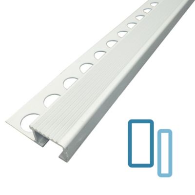 Nez de Marche Escalier 10 mm Argent Mat Antiderapante EXT/INT pour carrelage L 2,5m Finition Argent Mat.