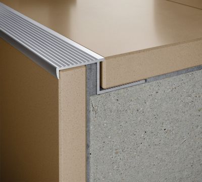 Nez de marche extérieur Diall droit aluminium brut argent lisse 35mmx250cm