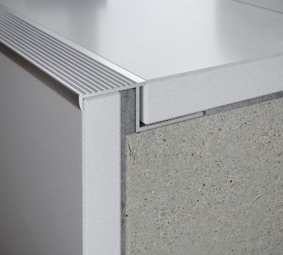 Nez de marche extérieur Diall droit aluminium brut argent lisse 35mmx250cm
