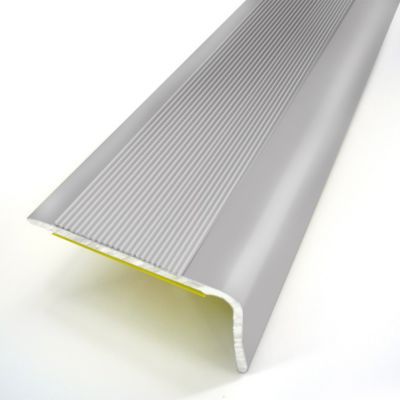 Nez de marche strié adhesif Alu Naturel 36x24 mm, 110 cm