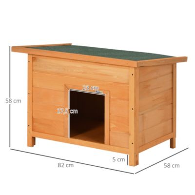 Niche chien sur pied dim. 85L x 58l x 58H cm - toit ouvrant bitumé vert - bois sapin pré-huilé