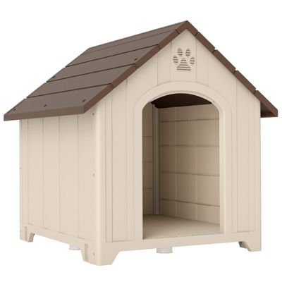Niche chien étanche 88x79x89cm, sol surélevé, toit asphalte articulé, piquets de fixation au sol