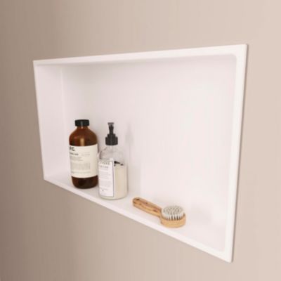 Niche de Douche Blanc Satiné - 63X33 cm - Rangement Mural Salle de Bain - NOOK