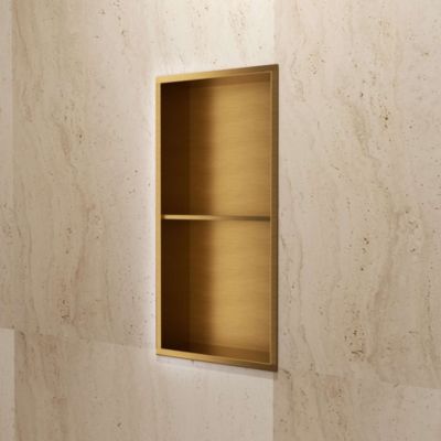 Niche de Douche Mural 33 x 63 cm - Rangement Salle de Bain en finition Or Brossé - ARTIC