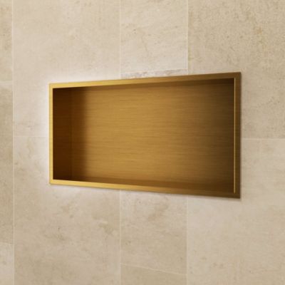 Niche de Douche Mural 63 x 33 cm - Rangement Salle de Bain en finition Or Brossé - PACIFIC