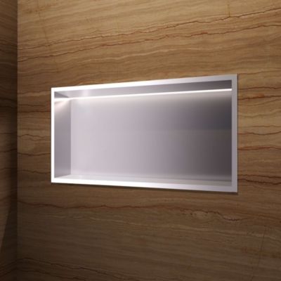 Niche de Douche Mural Éclairage Led 63 x 33 cm - Rangement Salle de Bain en finition Niquel Brossé - OCEANIC