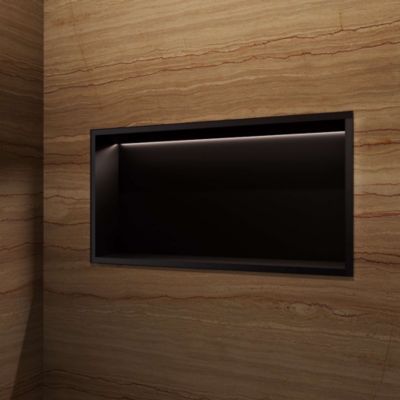 Niche de Douche Mural Éclairage Led 63 x 33 cm - Rangement Salle de Bain en finition Noir Mat - OCEANIC