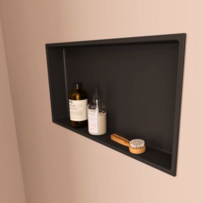 Niche de Douche Noir Satiné - 63X33 cm - Rangement Mural Salle de Bain - NOOK