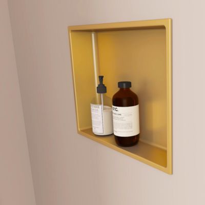 Niche de Douche Or Satiné - 33x33 cm - Rangement Mural Salle de Bain - NOOK