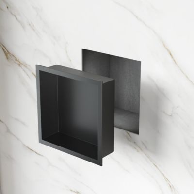 Niche inox SIRHONA 300x300x95mm - Encastrée + Bac à douche + Verticale/Horizontale + Noir mat