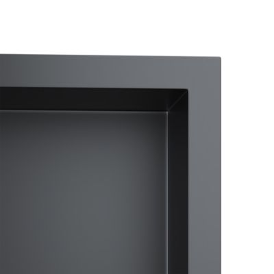 Niche inox SIRHONA 900x300x100mm - Encastrée + Bac à douche + Verticale/Horizontale + Noir mat