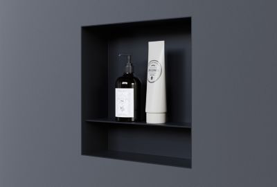 Niche murale de douche avec rebords, étagère encastrable douche acier inox avec compartiment - 30x30x10cm - NT303010X Noir
