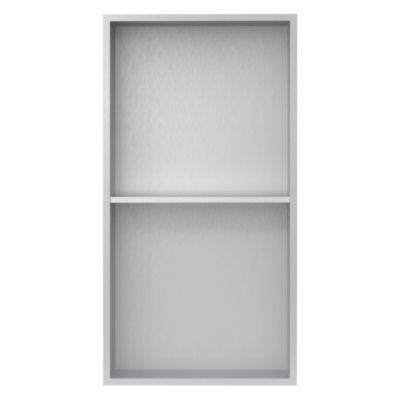 Niche murale de douche encastrée étagère double argent en acier inox 30x60x10 cm