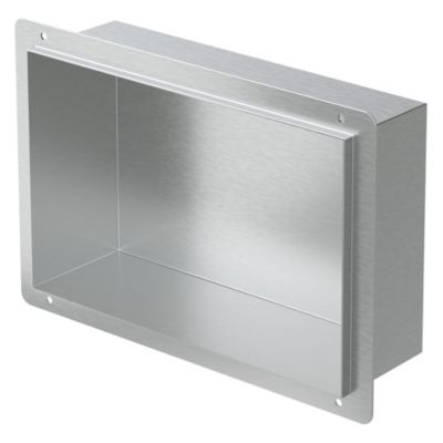 Niche murale de douche encastrée étagère sans rebord argenté en acier 30x20 cm