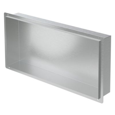 Niche murale de douche encastrée étagère sans rebord argenté en acier 60x30 cm