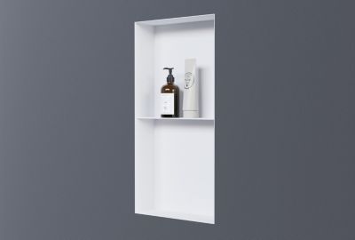 Niche murale de douche sans rebords, étagère encastrable douche acier inox - 60x30x10cm - NT306010X Blanc