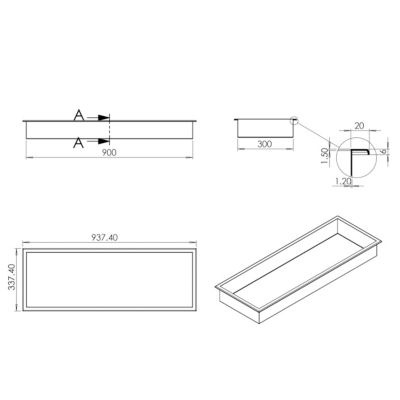 Niche murale de douche, étagère encastrable douche acier inox - 90x30x10cm - BS903010 Acier brossé