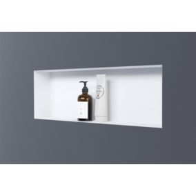 Niche murale de douche, étagère encastrable douche acier inox sans cadre, 20x60x10cm, NT206010X Blanc