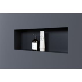 Niche murale de douche, étagère encastrable douche acier inox sans cadre, 20x60x10cm, NT206010X Noir