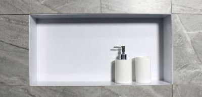 Niche murale de douche, étagère encastrable douche acier inox, sans rebord - 60x30x10cm - BS603010 Blanc