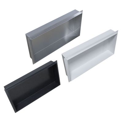 Niche murale de douche, étagère encastrable douche acier inox, sans rebord, 60x30x10cm, BS603010 Noir