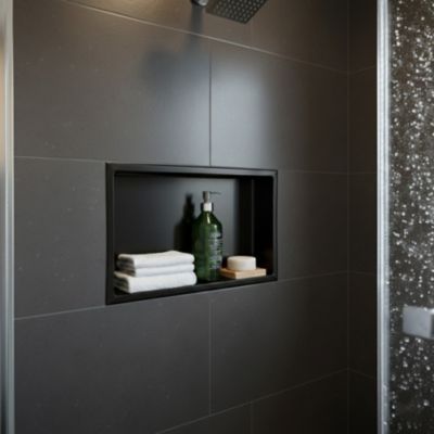 Niche murale de douche, étagère encastrable douche acier Noir Mat - 30x60cm