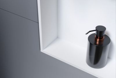 Niche murale douche acier inox + 2 Spots LED, étagère douche encastrable - 30x60x10cm (HxLxP) - Blanc, 2x Spot Chrome