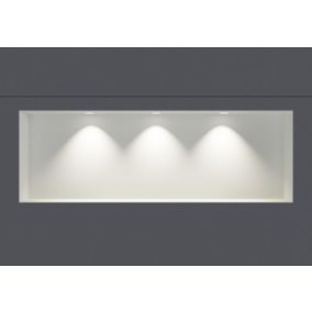 Niche murale douche acier inox + 3 LED, étagère douche encastrable NT309010X, 30x90x10cm(HxLxP)- Blanc, 3x Spot Blanc mat