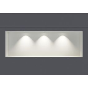 Niche murale douche acier inox + 3 LED, étagère douche encastrable NT309010X, 30x90x10cm(HxLxP)- Blanc, 3x Spot Chrome