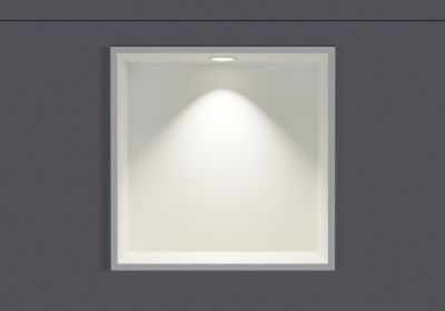 Niche murale douche acier inox + Spot LED, étagère douche encastrable - 30x30x10cm (HxLxP) - Blanc, 1x Spot Blanc mat