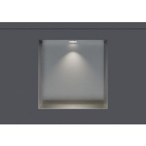 Niche murale douche acier inox + Spot LED, étagère douche encastrable NT303010X, 30x30x10cm(HxLxP)- Acier brossé, 1x Spot Chrome