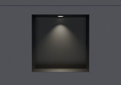 Niche murale douche acier inox + Spot LED, étagère douche encastrable NT303010X - 30x30x10cm (HxLxP) - Noir, 1x Spot noir mat