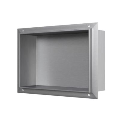 Niche murale douche acier inoxydable, étagère rangement douche salle de bain encastré BS203010, 20x30x10cm, Acier brossé
