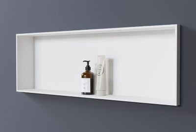 Niche murale douche fonte minérale, étagère rangement douche salle de bain encastrable - EG3013 - 30x90x13cm, Sans Spot LED