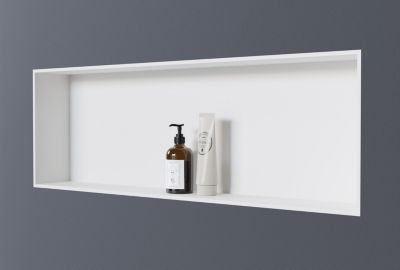 Niche murale douche fonte minérale, étagère rangement douche salle de bain encastrable - EG3013 - 30x90x13cm, Sans Spot LED