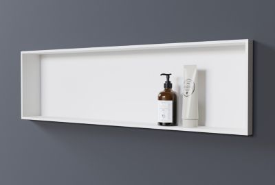 Niche murale douche fonte minérale, étagère Rangement encastrable, EG2510, 25x90x10cm, Sans Spot LED