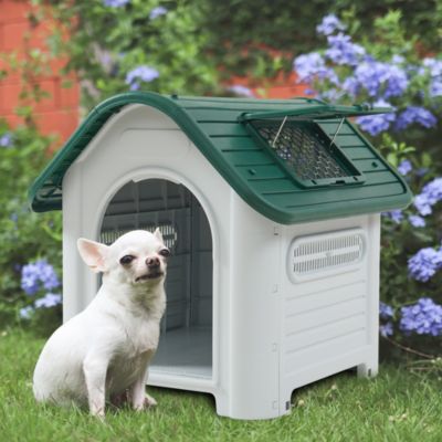 Niche pour chien Bello 87 x 72 x 75 cm blanc vert en.casa