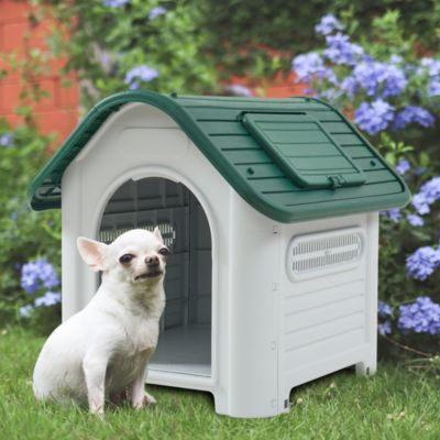 Niche pour chien Bello 87 x 72 x 75 cm blanc vert en.casa