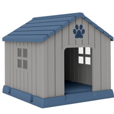 Niche pour chien extérieur - niche pour chien plastique - dim. 85 x 79 x 82 cm - gris bleu