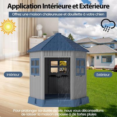 Niche pour Chien Exterieur/Interieur en Style Grange, 76 x 90 x 96 cm, pour Les Chiens de Petite et Moyenne Taille